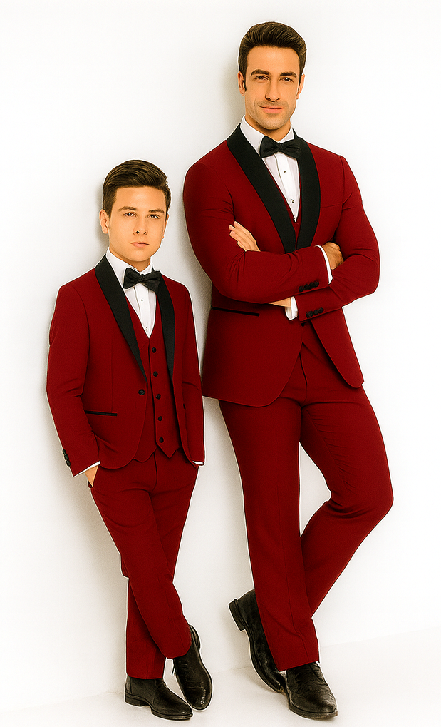 Hampton Stacy Adams Kids Red Five Piece Set Tuxedo - Image 5