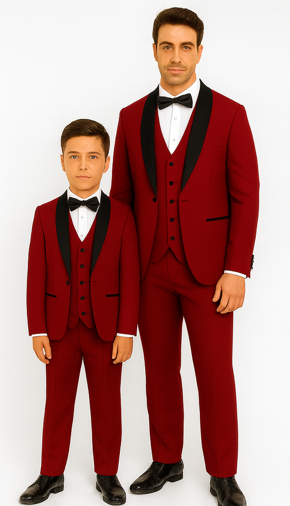 Hampton Stacy Adams Kids Red Five Piece Set Tuxedo - Image 7