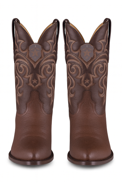 Brown Sharkskin Cowboy Boots J-Toe - Image 6