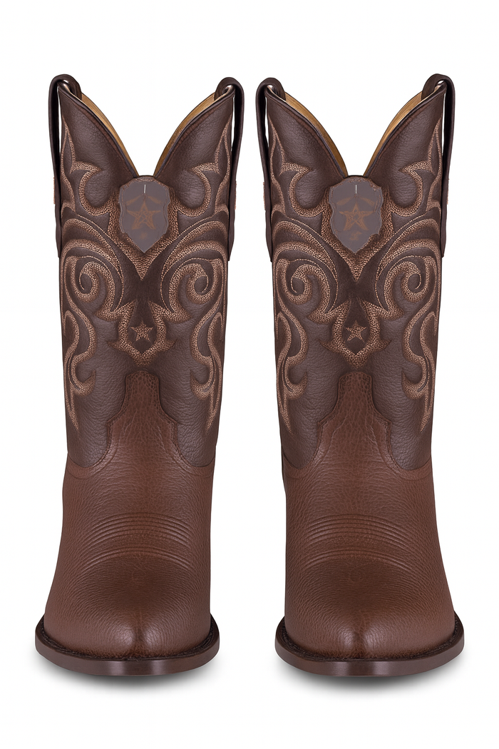 Brown Sharkskin Cowboy Boots J-Toe - Image 6