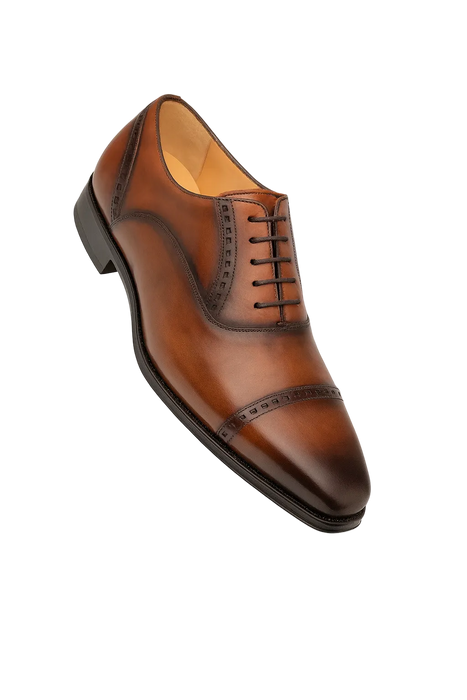 Amaro Leather Cap Toe Cognac By Mezlan Made In Spain Brand