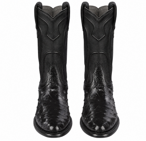 Handcrafted in Mexico Los Altos Boots Men's Ostrich Roper Western Boots Black