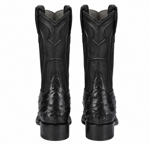 Handcrafted in Mexico Los Altos Boots Men's Ostrich Roper Western Boots Black