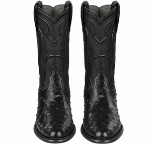 Handcrafted in Mexico Los Altos Boots Men's Ostrich Roper Western Boots Black