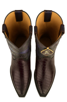 King Exotic Snip Toe Eel Boots Burnished Purple – Men’s Handcrafted - Image 4