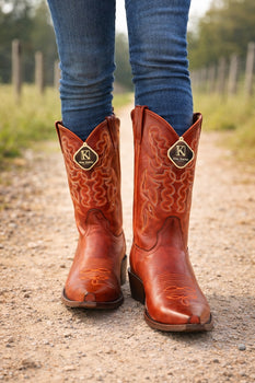 Men's King Exotic Snip Toe Pull Up Leather Boots Handmade Cognac - Image 8