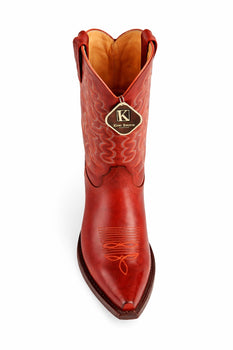 Men's King Exotic Snip Toe Pull Up Leather Boots Handmade Cognac - Image 3