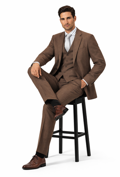 High Quality Bronze ~ Camel~Toast~Light Brown~Moca 2 Button Vested Suits - Three Piece Suit - MW249