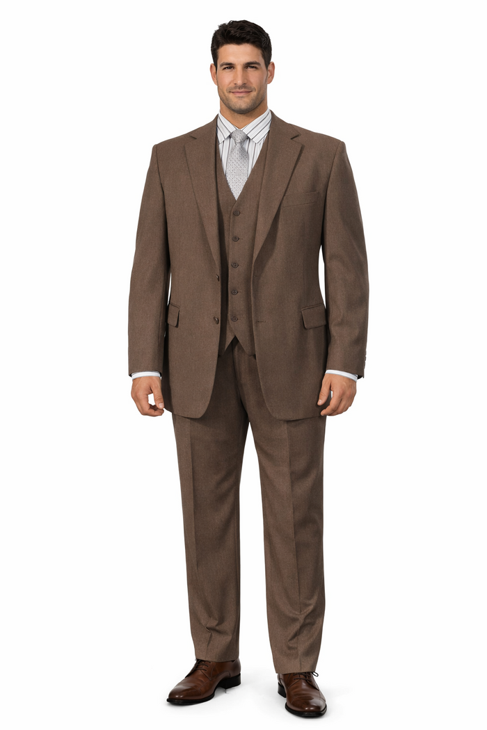High Quality Bronze ~ Camel~Toast~Light Brown~Moca 2 Button Vested Suits - Three Piece Suit - MW249
