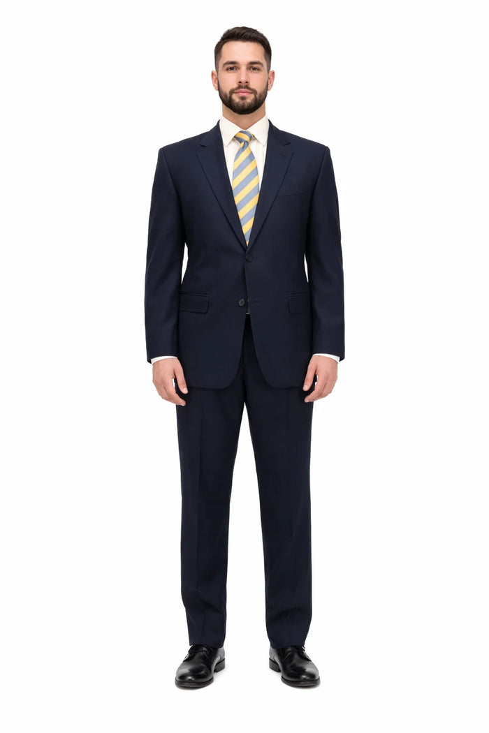 High Quality Construction Two Button Dark Navy Blue Suit For Men Super Soft Wool Vent Cheap Priced Business Suits Clearance Sale Online Discount Fashion Sale