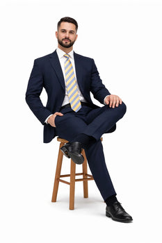 High Quality Construction Two Button Dark Navy Blue Suit For Men Super Soft Wool Vent Cheap Priced Business Suits Clearance Sale Online Discount Fashion Sale - Image 3