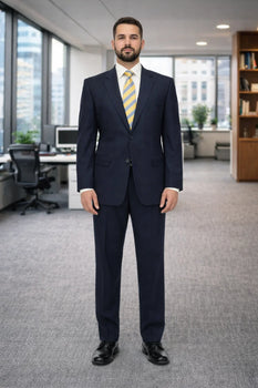 High Quality Construction Two Button Dark Navy Blue Suit For Men Super Soft Wool Vent Cheap Priced Business Suits Clearance Sale Online Discount Fashion Sale - Image 4