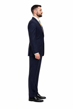 High Quality Construction Two Button Dark Navy Blue Suit For Men Super Soft Wool Vent Cheap Priced Business Suits Clearance Sale Online Discount Fashion Sale - Image 7
