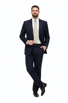 High Quality Construction Two Button Dark Navy Blue Suit For Men Super Soft Wool Vent Cheap Priced Business Suits Clearance Sale Online Discount Fashion Sale - Image 8