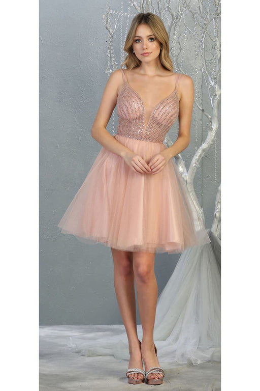 Quince Dama Dresses - Short Quinceanera Dresses in Color Blush