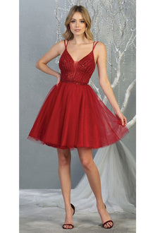 Quince Dama Dresses - Short Quinceanera Dresses in Color Burgundy