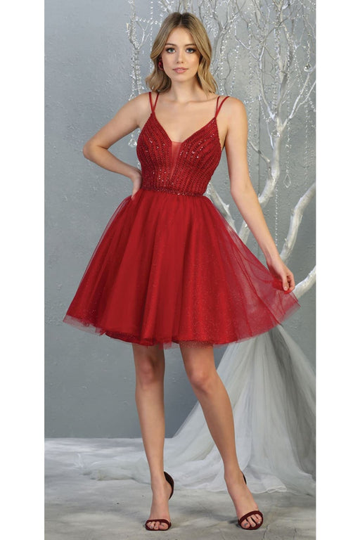 Quince Dama Dresses - Short Quinceanera Dresses in Color Burgundy