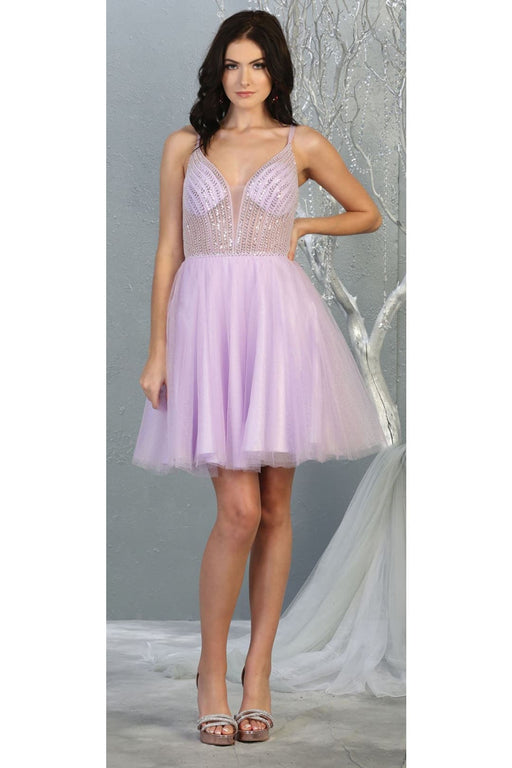 Quince Dama Dresses - Short Quinceanera Dresses in Color Lilac