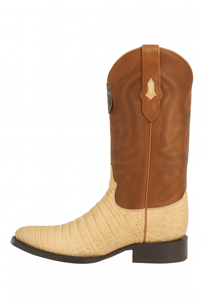 Los Altos Boots Honey Caiman Belly Cognac Cowboy Boots J-Toe - Image 2