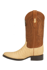 Los Altos Boots Honey Caiman Belly Cognac Cowboy Boots J-Toe