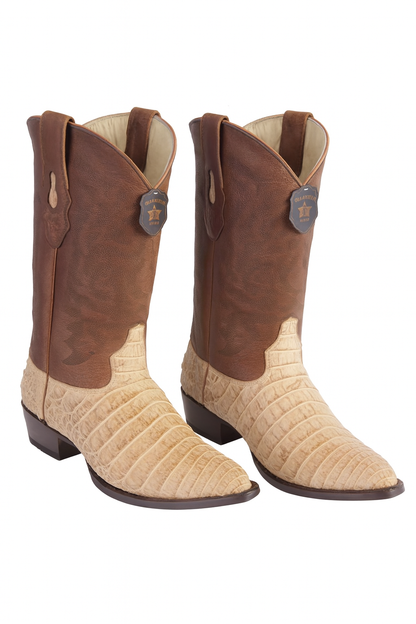 Los Altos Boots Honey Caiman Belly Cognac Cowboy Boots J-Toe - Image 6