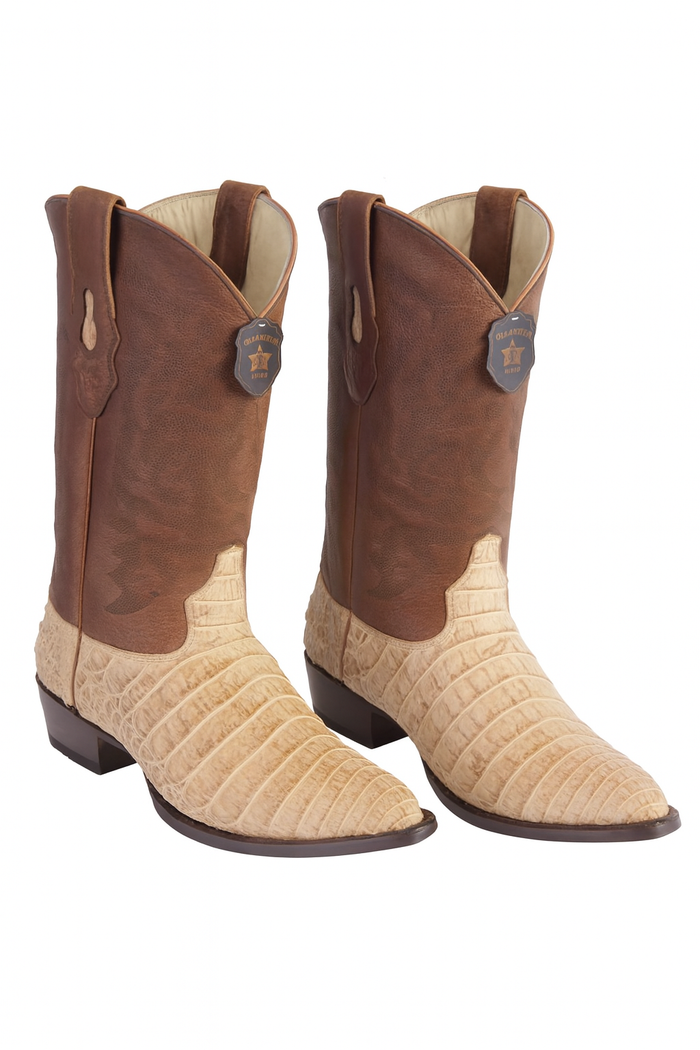 Los Altos Boots Honey Caiman Belly Cognac Cowboy Boots J-Toe - Image 6