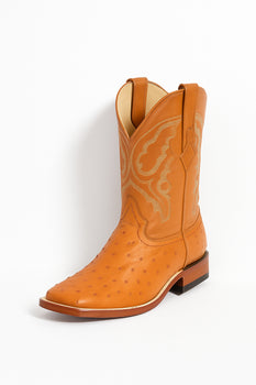 Men's Los Altos Ostrich Skin Wide Square Toe Boots - Honey - Image 7