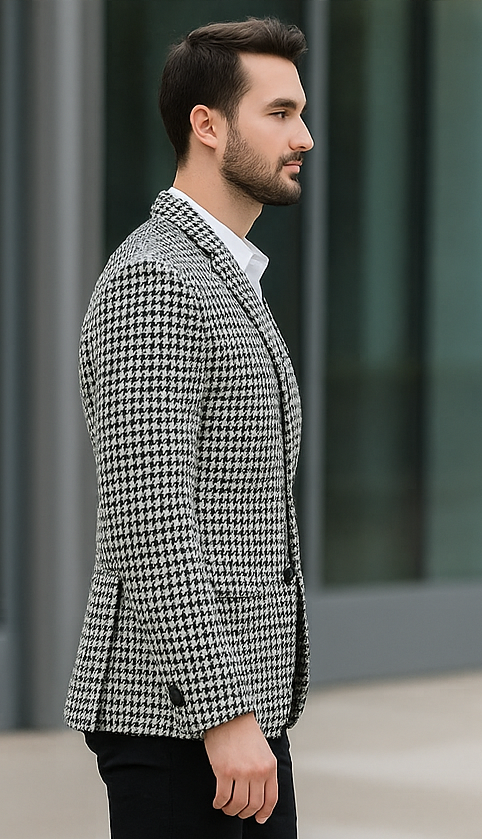 Mens Black and White Houndstooth Blazer for Every Occasion - Image 4