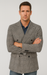 Houndstooth Plaid Peacoat - Gray And Black Patterned Wool Fabric Car Coat
