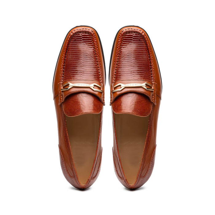 Marco Di Milano Hugo Lizard & Calfskin Bit Loafers Cognac