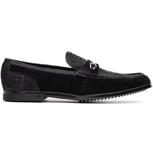 Marco Di Milano Black Hugo Sueded Ostrich Leg Bit Loafers