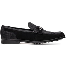 Marco Di Milano Black-Black Hugo Sueded Ostrich Leg Bit Loafers