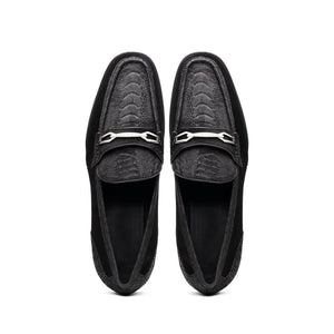 Marco Di Milano Hugo Sueded Ostrich Leg Bit Loafers Black