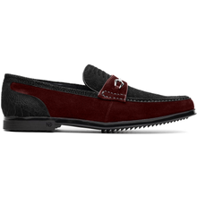 Marco Di Milano Black-Wine Hugo Sueded Ostrich Leg Bit Loafers