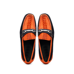 Marco Di Milano Hugo Sueded Ostrich Leg Bit Loafers Orange