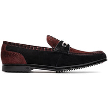 Marco Di Milano Wine-Black Hugo Sueded Ostrich Leg Bit Loafers