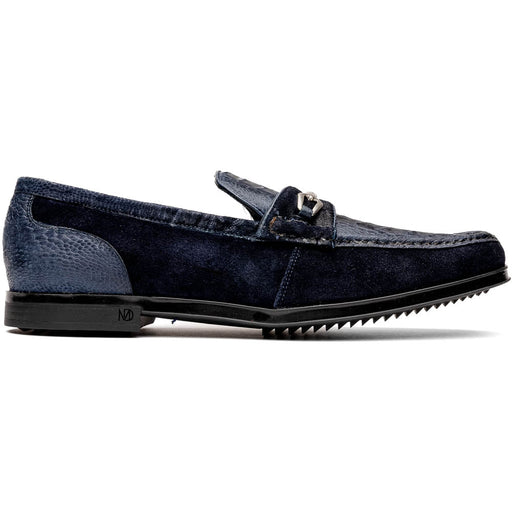 Marco Di Milano Navy Hugo Sueded Ostrich Leg Bit Loafers