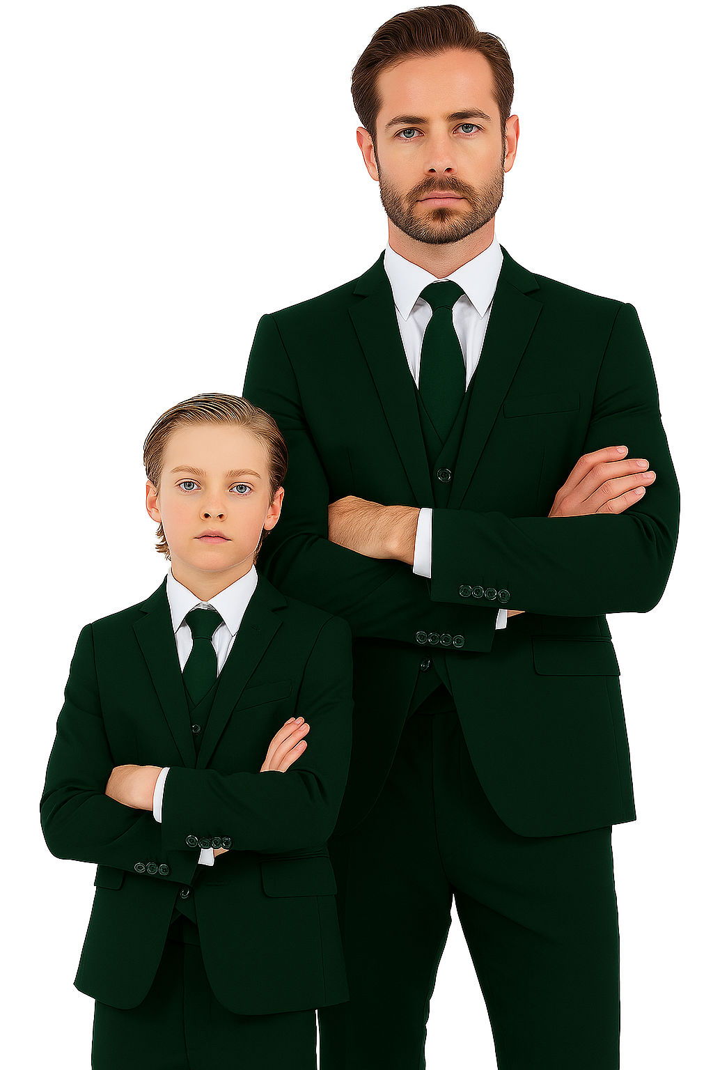 Father and Son Suits - Hunter Green Boys Suit Perry Ellis Vested Boy's Wedding Suit in Hunter Green - Image 3