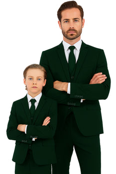 Father and Son Suits - Hunter Green Boys Suit Perry Ellis Vested Boy's Wedding Suit in Hunter Green - Image 3