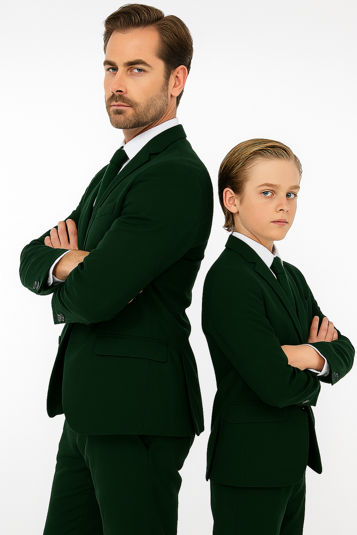 Father and Son Suits - Hunter Green Boys Suit Perry Ellis Vested Boy's Wedding Suit in Hunter Green - Image 4