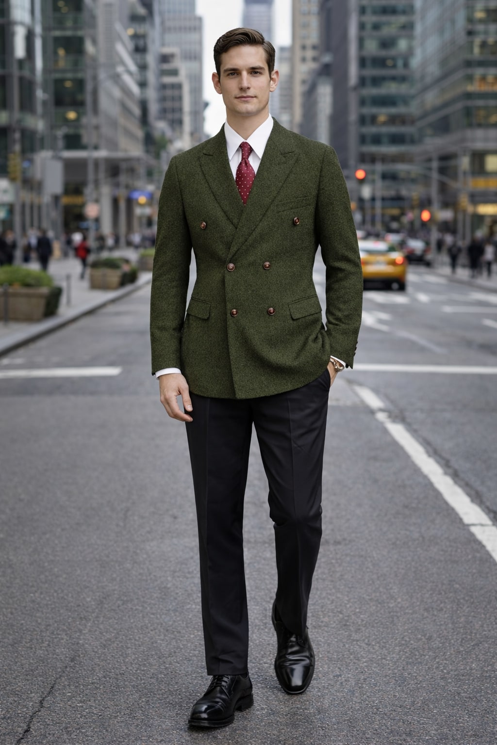 Mens Dark Green Winter Blazer - Hunter Sport Coat jacket Modern Fit 2 Buttons Style Notch - Image 2