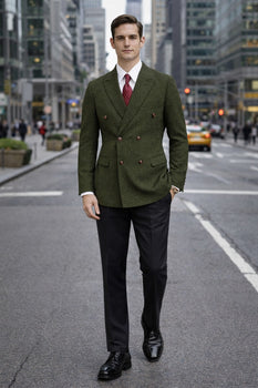 Mens Dark Green Winter Blazer - Hunter Sport Coat jacket Modern Fit 2 Buttons Style Notch - Image 2