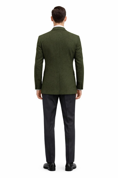 Mens Dark Green Winter Blazer - Hunter Sport Coat jacket Modern Fit 2 Buttons Style Notch - Image 3