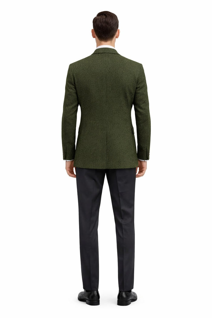 Mens Dark Green Winter Blazer - Hunter Sport Coat jacket Modern Fit 2 Buttons Style Notch - Image 3