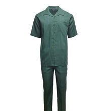 Mens Hunter Green Linen Shirt and Pants Casual Outfit Set