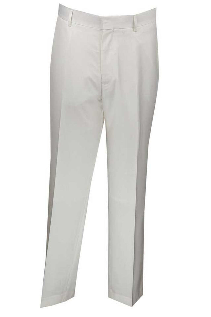 Mens Slim Fit Wool Feel Flat Front Dress Slacks in White