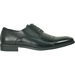 Bravo Mens Antique Cap Toe Lace Up Oxford Dress Shoe in Black