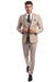 Graduation Suit - Men's Two Button Slim Fit Vested Solid Basic Color Suit in Medium Tan