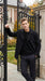 Men’s Black Big and Tall Wool Peacoat with Three Button Double Breasted Closure