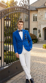 Men’s Royal Blue 2 Button Blazer with Notch Lapel, Wholesale Dress Casual Sport Coat